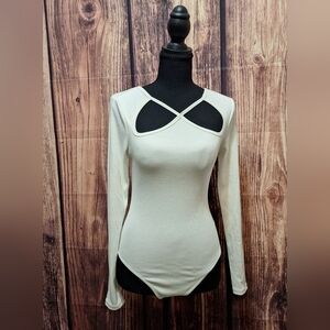 Future Collective Cutout White Bodysuit Womwns Size Xs